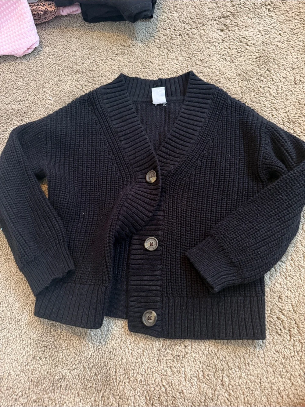 GAP Black Knit Button-Up Kids Cardigan